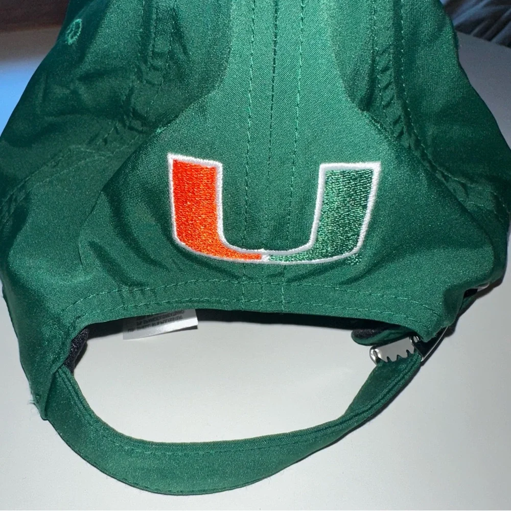 Adidas “Miami” University of Miami Hat Green Orange One Size Adjustable Back
